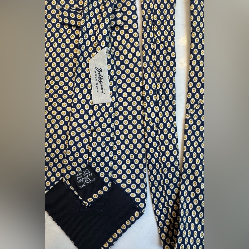 Baldessarini HUGO BOSS Navy Gold Polka Dot Silk Tie